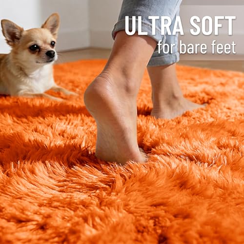 2x3 Machine Washable Small Bedside Rug (2x3 Ft / Orange)