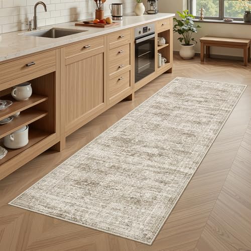 Runner Rug 2x6 Washable Kitchen Hallway Runners Non (Brown / 2' x 6' (Runner))