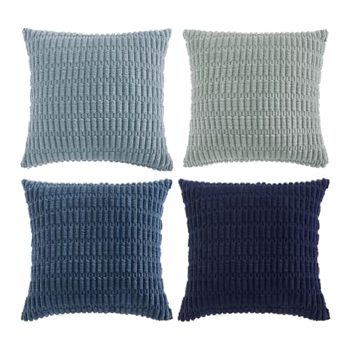 4 Packs Decorative Throw Pillow Covers for Living Room Couch Bed (22" x 22" (Pack of 4) / Blue Series)