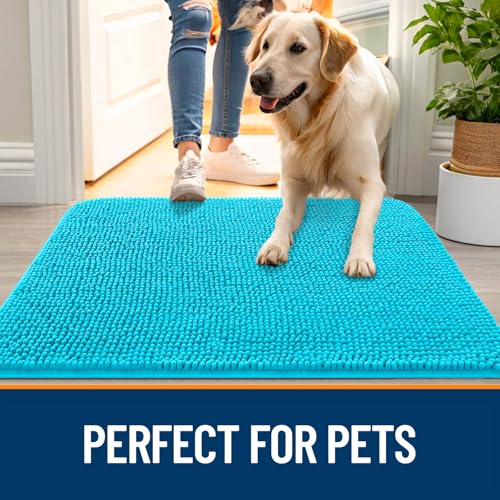 Dog Door Mat for Muddy Paws 50x30 (Aqua Blue / 50" X 30")