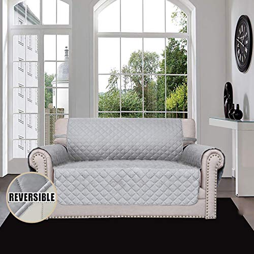Reversible Couch Cover (Light Gray/Ivory / Medium Loveseat)