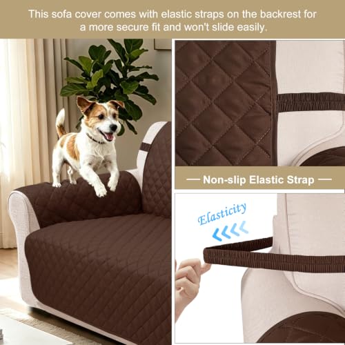 Reversible Sofa Cover for 3 Cushion (Brown/Beige / Sofa L - Large (68''))