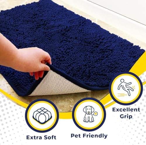 Super Water Absorbent Door Mat Indoor (Navy Blue / 18" x 28")