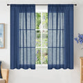 Navy Blue Linen Curtains 48 Inch Length for Windows (Navy / 42"W x 48"L (Pack of 2))