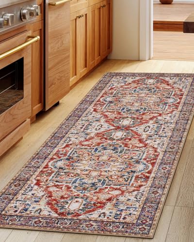 Amada 2x6 Washable Runner Rug for Kitchen & Entryway (2' x 6' (Runner) / Red)
