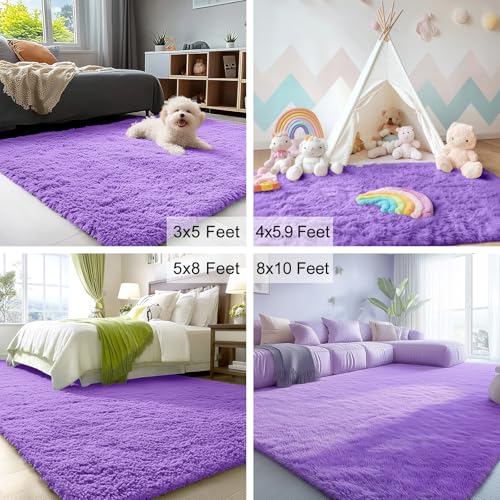 2x5 Machine Washable Runner Rugs for Hallway (2x5 Ft / Purple)