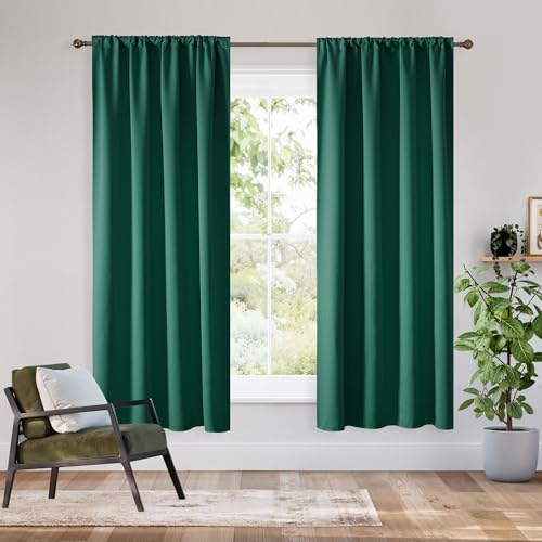 Bedroom Blackout Curtains 54 inches Long (100% Blackout - Dark Green / 42"W x 54"L (Pack of 2))