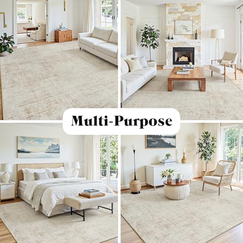 5x7 Washable Area Rug for Living Room Bedroom (Beige/White / 5' x 7' (Rectangular))