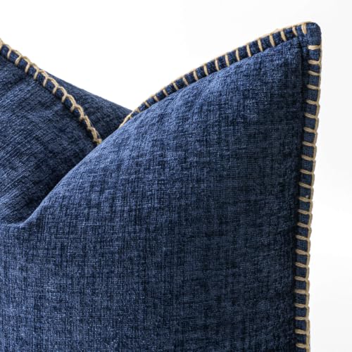 Decorative Couch Throw Pillow Covers 18x18 Inch Navy 2 Pack (Navy / 18" x 18" (Pack of 2))