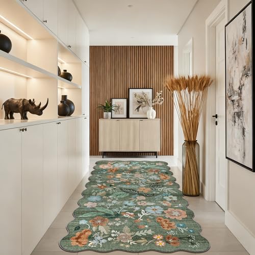 4x8 Washable Area Rug for Family (4' x 8' (Rectangular) / Green/Floral)