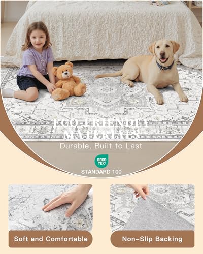 Washable Runner Rugs 2x12 Long for Hallway Kitchen Soft (Grey / 2' x 12' (Runner))