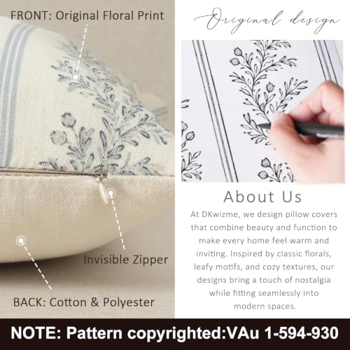 Vintage Throw Pillow Covers 22x22 Set of 2 (Light Blue / 22" x 22" (Pack of 2))