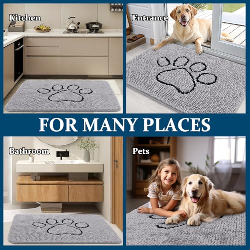 Dog Door Mat for Muddy Paws 36x24 (Light Grey / 36" X 24")