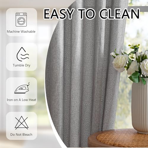 95 Inch Sliding Door Curtains Farmhouse Light Filtering Privacy Curtain Drapes for Patio Door Living Room (50"W x 95"L (Pack of 2) / Dove Grey)