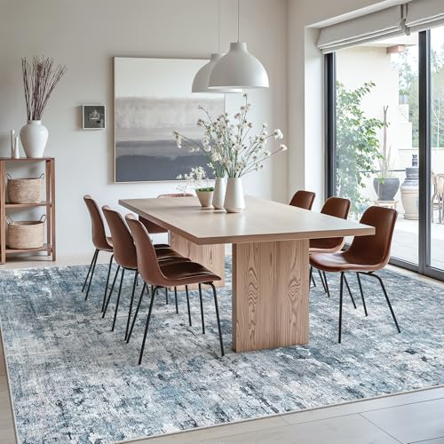 Abstract 7x10 Area Rug for Living Room Washable Rugs Blue (Blue/Grey / 7' x 10' (Rectangular))