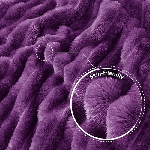 Striped Twin Size Fleece Blanket for Bed (Purple / Twin ( 60x80 IN ))