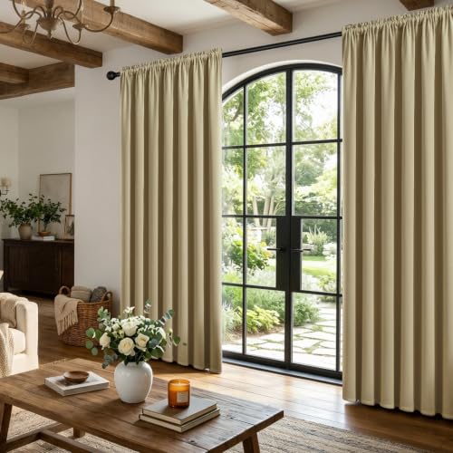Beige Blackout Curtains 54 inch Length 2 Panels Set (Beige / 52"W x 54"L (Pack of 2))