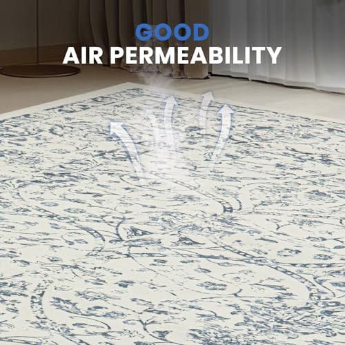 8x10 Boho Washable Area Rug for Living Room (8' x 10' (Rectangular) / White-blue)