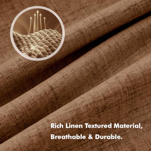 100% Blackout Linen Curtains for Bedroom 42 x 96 Inch Brown 2 Panels (Brown / 42"W x 96"L (Pack of 2))