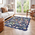 Floral Square Area Rug for Family (5' x 5' (Square) / Purple)