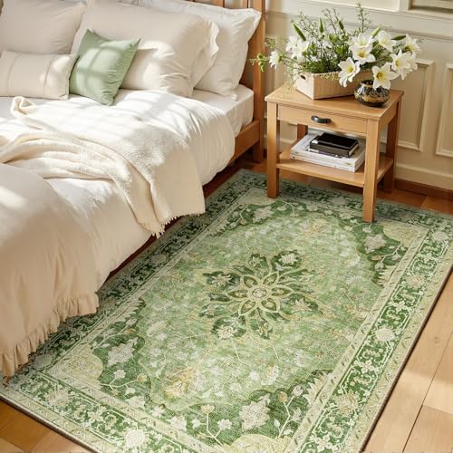 Washable Area Rug (Green/Yellow / 3' x 5' (Rectangular))