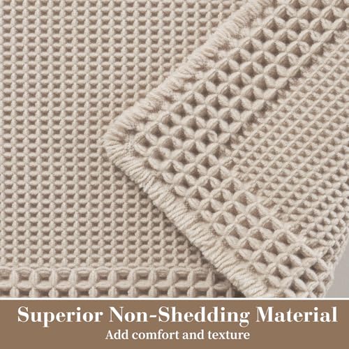 Waffle Bath Mat for Bathroom Non Slip Bathroom Rugs 17x24 Pale Beige (Pale Beige / 17" X 24")