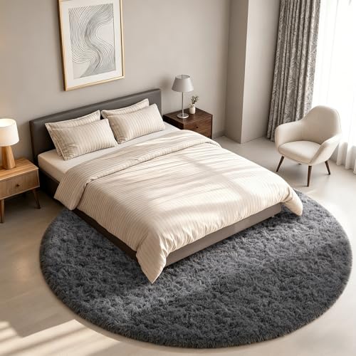 Round Rug 7Ft Grey Circle Area Rugs (1- Grey / 7' (Round))