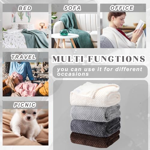 4 Pcs Fleece Throw Blanket (Gradient Gray)