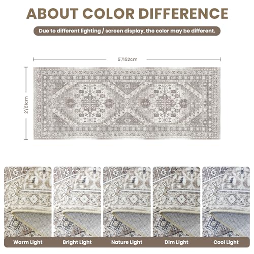 2x5 Rug Runners for Hallways Non Slip (Brown/Beige / 2' x 5' (Runner))