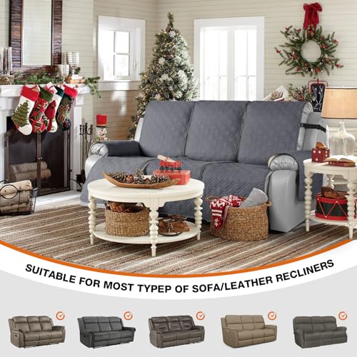Waterproof Recliner Couch Covers Washable (Dark Gray / 3 Seater)