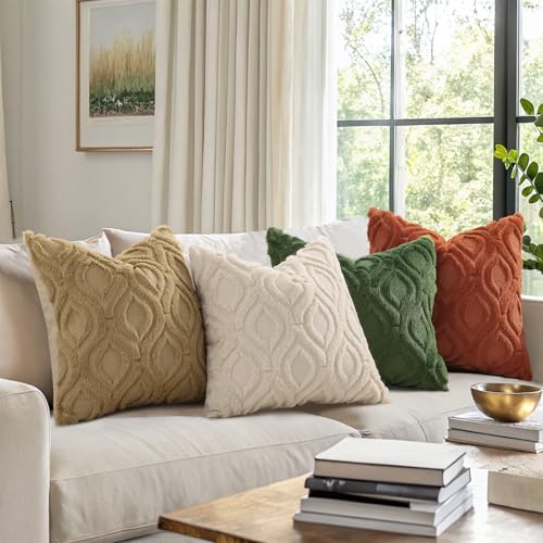 Faux Fur Plush Soft Beige Throw Pillow Covers 18x18 Set of 2 (18" x 18" (Pack of 2) / Beige)
