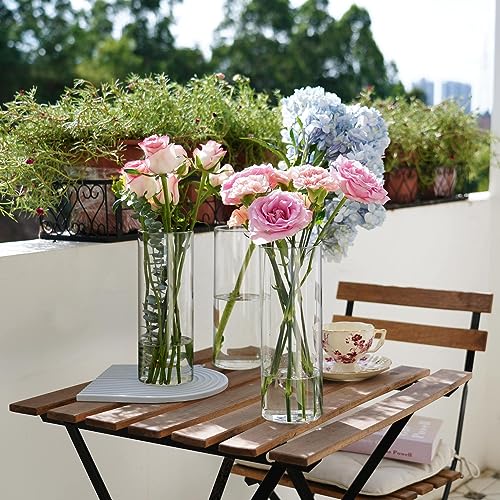 7pcs Glass Cylinder Vases for Centerpieces (7pcs 10"tall vases)