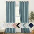 100% Absolutely Blackout Linen Curtains with Thermal Insulated White Liner (52"W x 120"L (Pack of 2) / Skylark Blue)