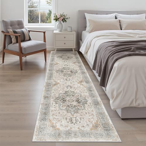 Hallway Runner Rug 2x8 Washable Kitchen Rugs Soft (Light Taupe Brown / 2' x 8' (Runner))