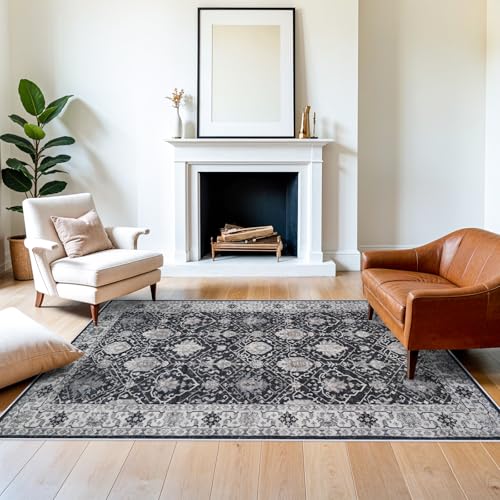 5x7 Living Room Area Rugs (5' x 7' (Rectangular) / Black/Navy)