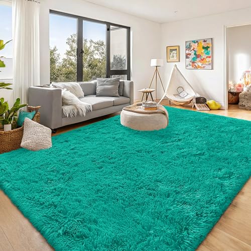8x10 Machine Washable Large Area Rugs for Living Room (8x10 Ft / Teal Green)