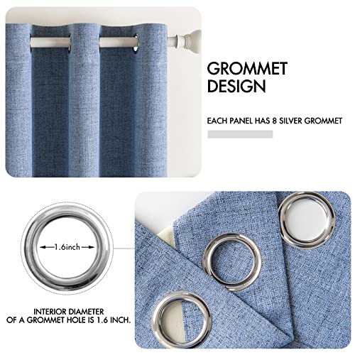 100% Blackout Linen Curtains for Bedroom 52x90 Inches Stone Blue (Stone Blue / 52"W x 90"L (Pack of 2))