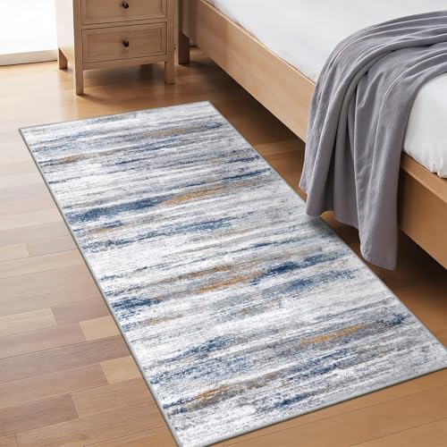2x4 Washable Entryway Runner Rugs (Navy/Grey / 2' x 4' (Runner))