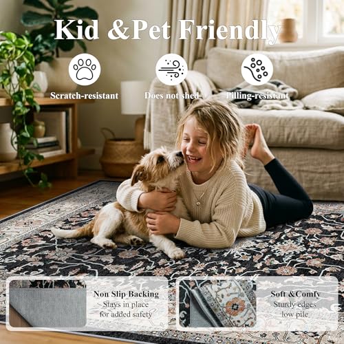 3x4 Rugs Non Slip (Black / 3' x 4' (Rectangular))