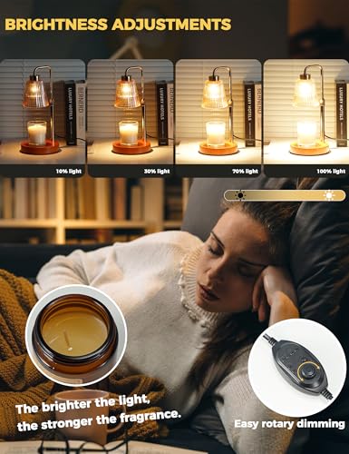 Modern Candle Warmer Lamp with 24h Cycle Timer (Dark wood)