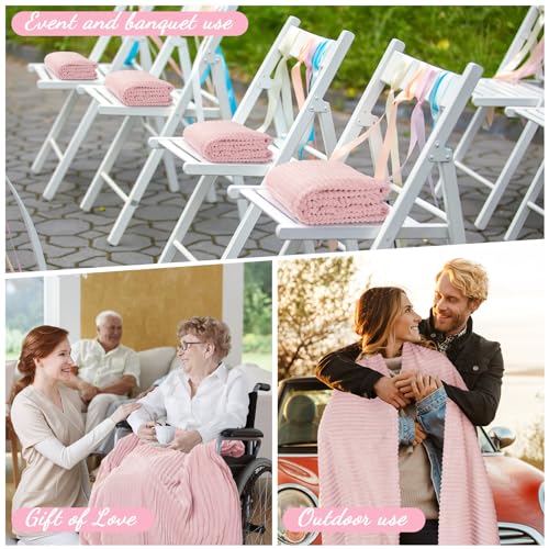 12 Pcs Flannel Blankets Bulk (Light Pink)
