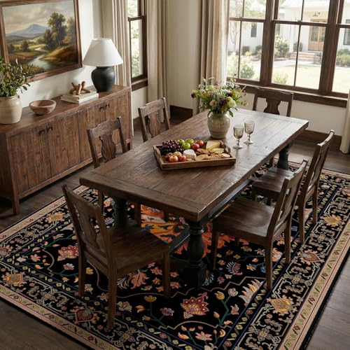 Washable Area Rug (Black/Colorful / 6' x 8' (Rectangular))