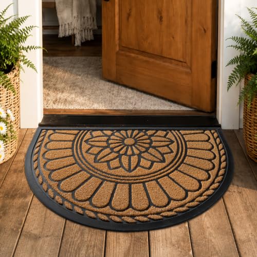 Half Round Door Mat (Yellow / 2'8" x 3'11" (Semicircular))