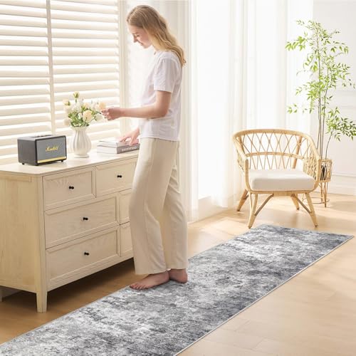 2x10 Washable Runner Rug for Hallway (Grey / 2' x 10' (Runner))