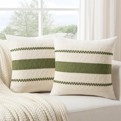 Set of 1 Boho Moss Green Euro Decorative Throw Pillow Cover 26x26 Inch for Couch Bed Bedroom (26" x 26" (Pack of 1) / Moss Green)