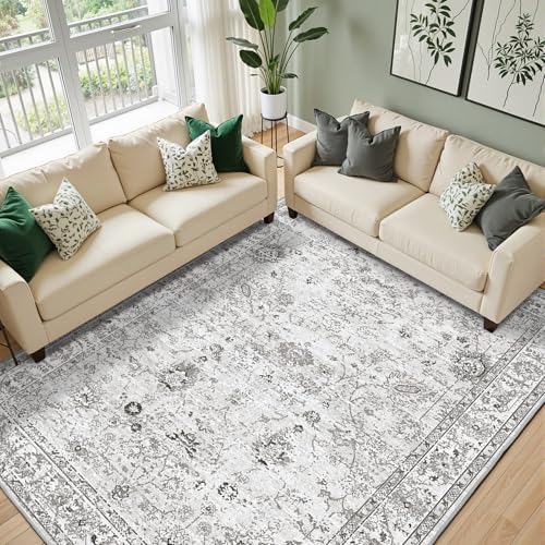 Grey Area Rug 6x9 for Living Room Bedroom (Grey/White / 6' x 9' (Rectangular))