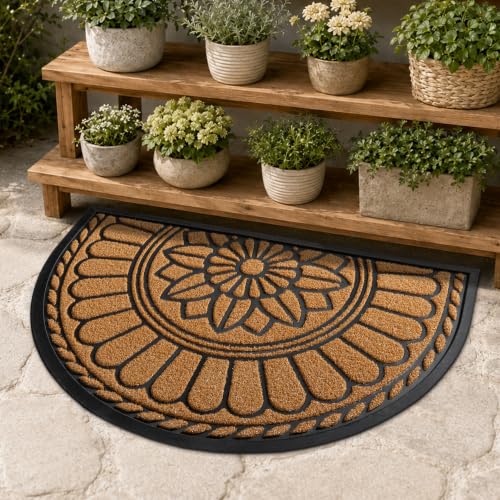 Half Round Door Mat (Yellow / 2'8" x 3'11" (Semicircular))