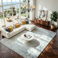 8x10 Washable Area Rugs for Living Room (8' x 10' (Rectangular) / Wathet-griege-maize Yellow-brown-beige-blue-white)