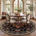 Washable Area Rug (Black/Colorful / 7' (Round))