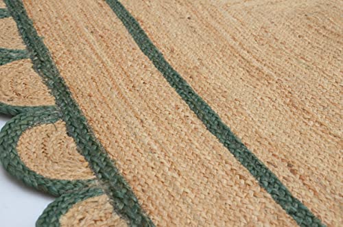 Scallop Pattern Jute Bohemian Area Rug (12'x15' (Rectangular) / Green)
